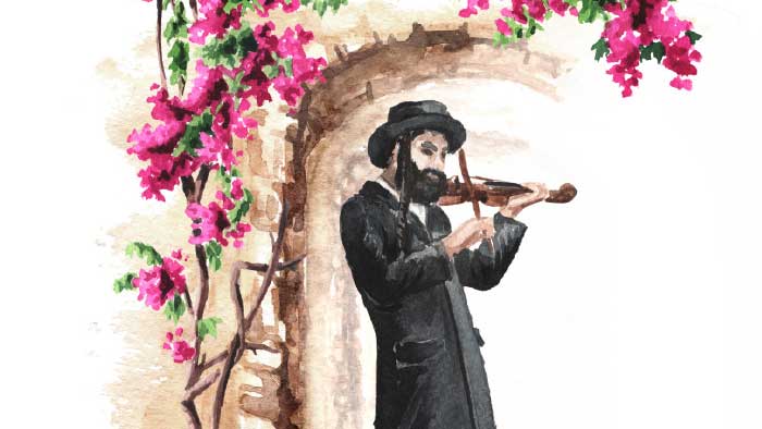 ציור של יהודי מנגן בכינור בחופה
